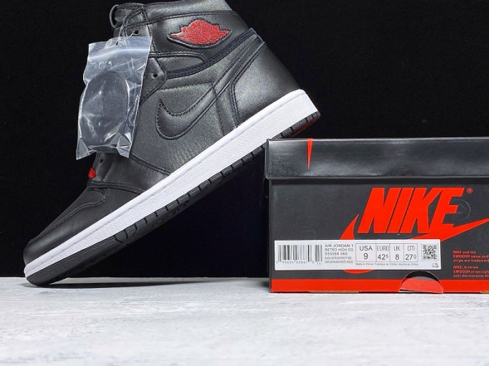 Air Jordan 1 Black Satin Gym Red 555088-060